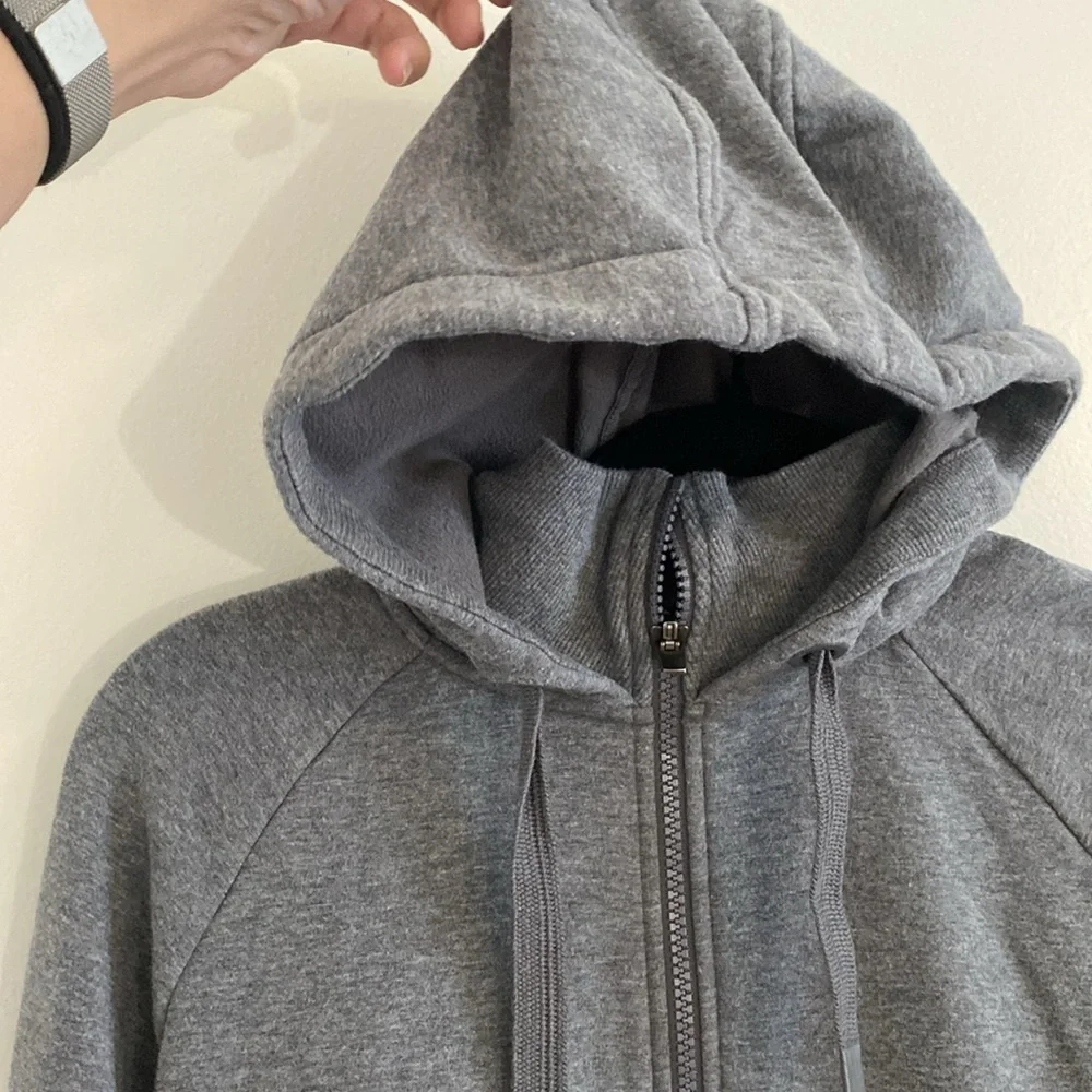 Athleta Gray Charcoal Full Zip Hoodie Fleece Lined Jacket Size Small